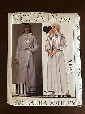 McCalls 3323 Laura Ashley Misses Robe Tie Belt Nightgown Pattern XS Sz 6-8 UNCUT