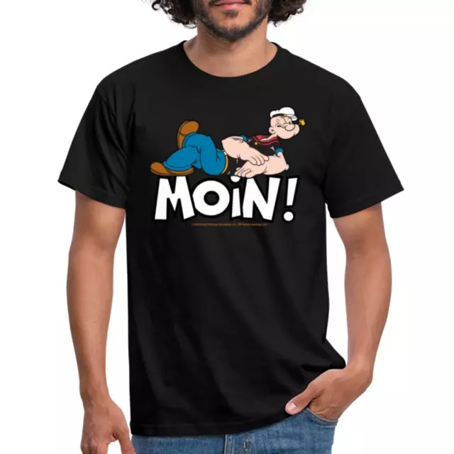Popeye Faulenzen Mit Schrift Moin! Männer T-Shirt Herren Gr. S-4XL Spreadshirt