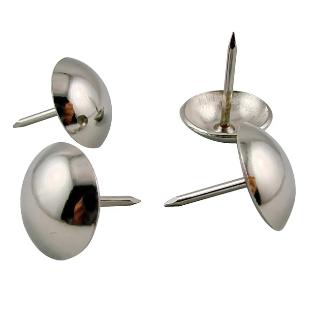 Large Silver Finish Upholstery Nails/Tacks, 1 Inch Large Head Diam