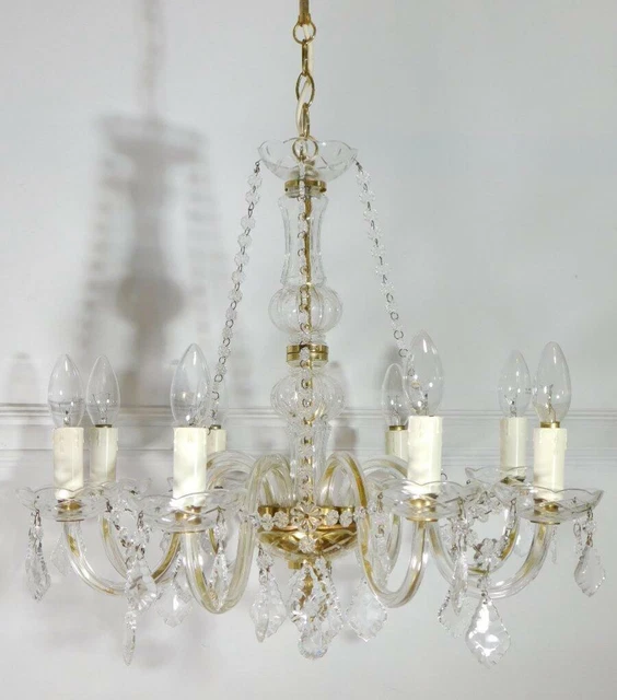 Splendid 8 Light Vintage French Glass Chandelier