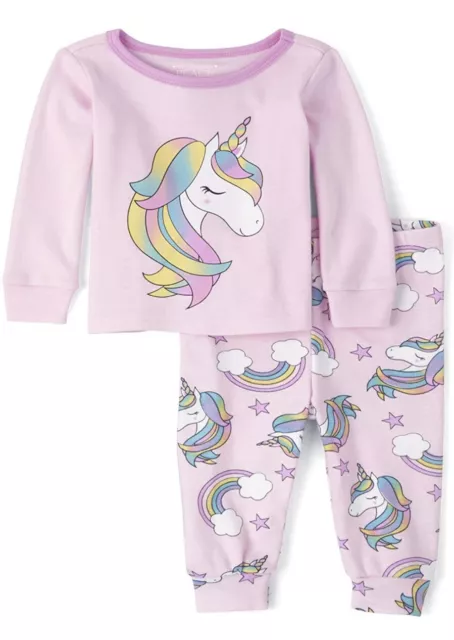 Conjunto de algodón para bebés y niños pequeños con diseño de unicornio arcoíris