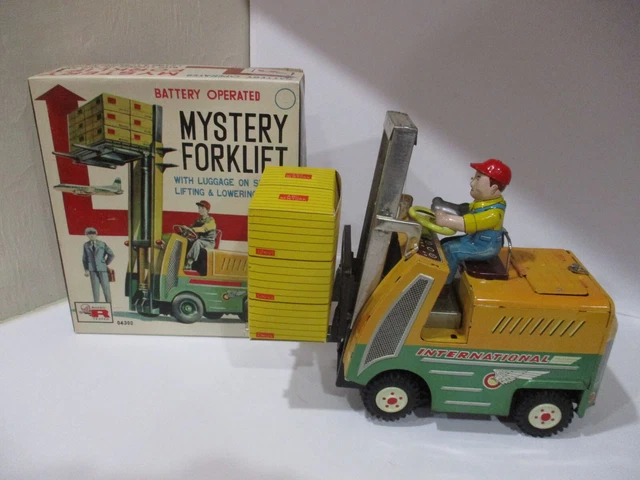 Forklift Truck Mint N Original Box Battery Op Made N Japan Tested Works All Tin*