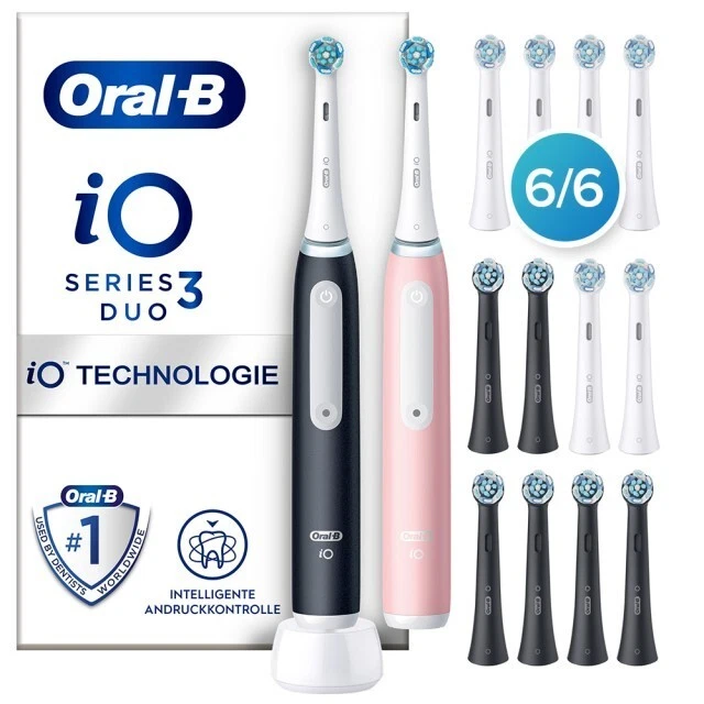 Oral B Genius 2 Handstücke Media Markt ORAL-B ELEKTRISCHE ZAHNBÜRSTE - iO3 + 2. Handstück - Black/Pink + 12