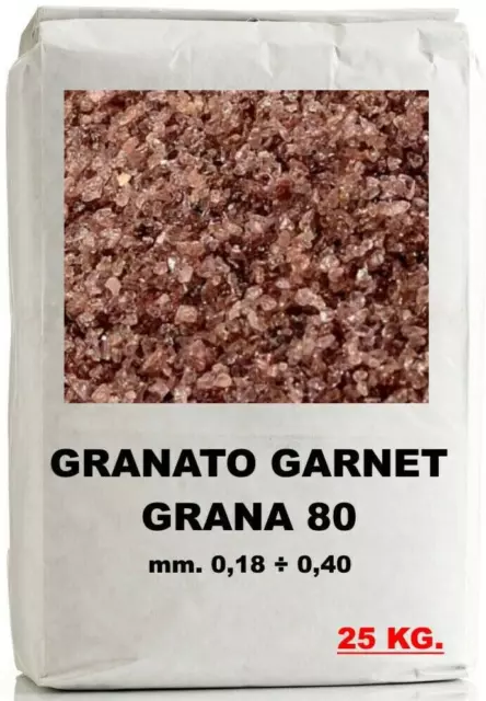 Graniglia Sacco 25 Kg Garnet Granato 80 Per Sabbiatrice Sabbiatura E Water Jet