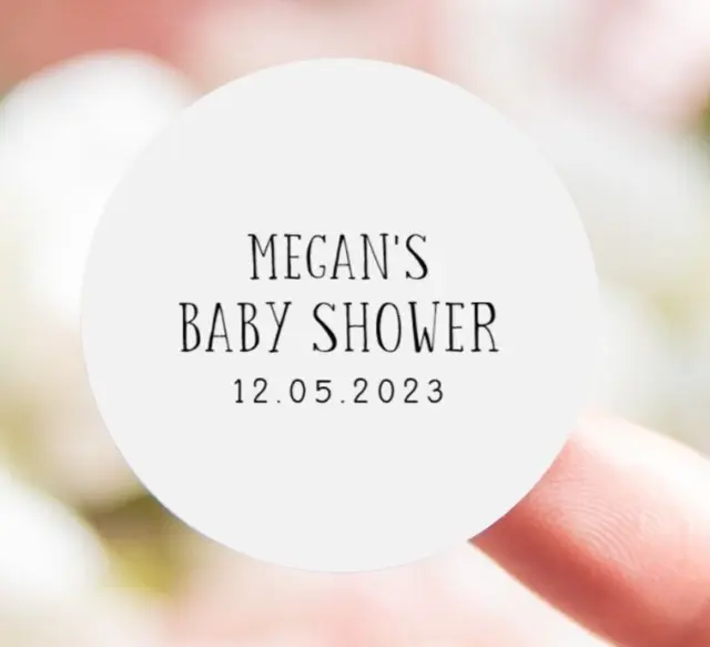 Personalised baby shower stickers minimalist simple baby shower 35x sticker
