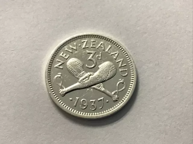 1937 New Zealand 3 Pence KM-7 Silver
