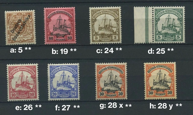 DSWA, Deutsch - Südwestafrika Lot ex 5 b - 28 y, postfrisch; auswählen! #v841