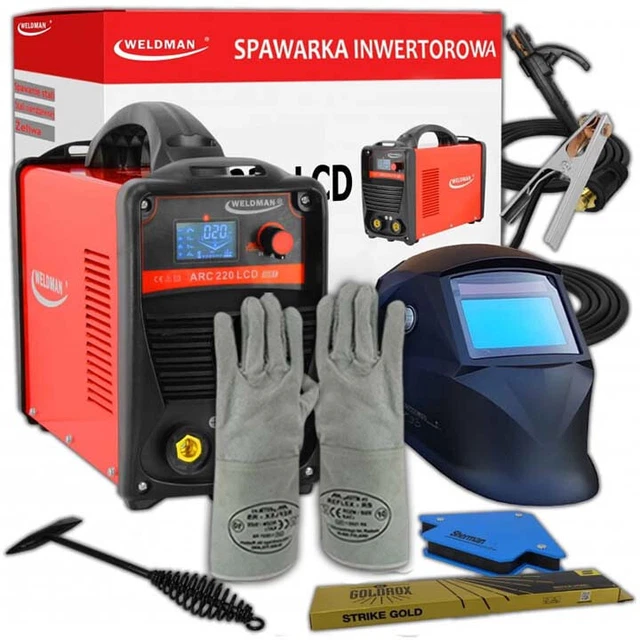 KIT Weldman® ARC 220 LCD SYNERGY Poste à souder soudage 210A MMA 230V ARC