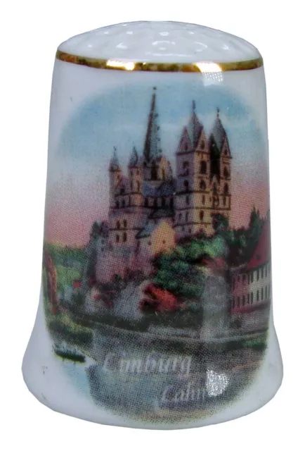 Fingerhut thimble Limburg Souvenir Stadtansicht Andenken Reutter Porzellan Ort