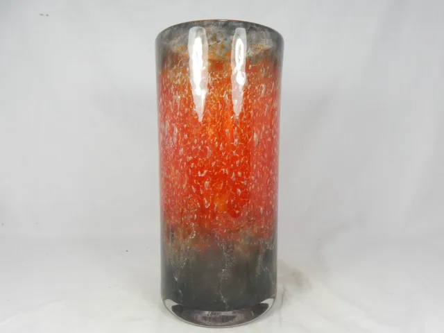 Schöne zylindrische KARL WIEDMANN 70´s design GRAL  Glas / glass vase 23 cm 2