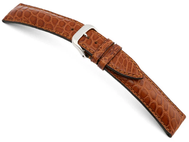 Bracelet montre en alligator fait main mat marron clair 18mm 19mm 20mm 22mm