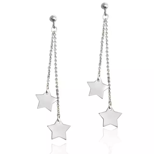 Orecchini con stelle  pendenti in argento 925 rodiato