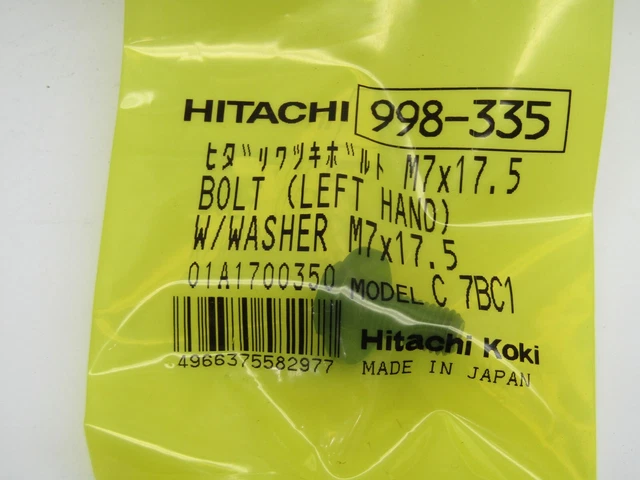 Hitachi Saw 998-335 M7x17.5 Left Hand Bolt w/ Washer