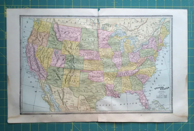 United States of America USA - Rare Original 1885 Antique Crams World Atlas Maps
