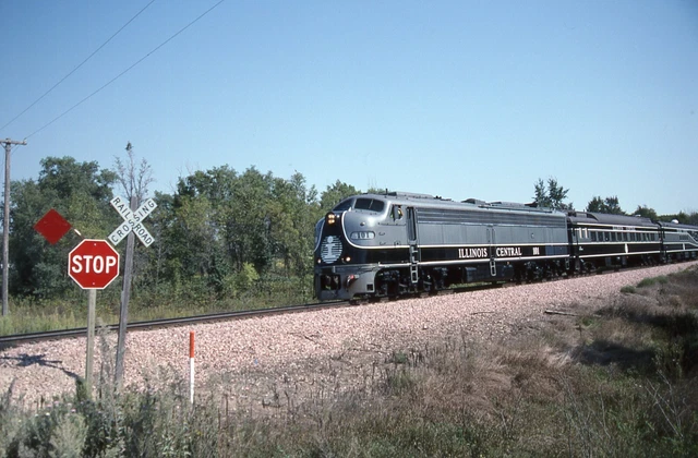 B: Original Slide IC Illinois Central E9A #101 w/Business Train - Benson IA 2002
