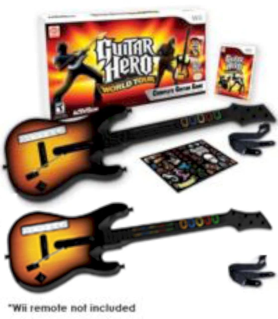 NINTENDO WII/WIIU GUITAR Hero 2 x WORLD TOUR GUITARS kit + video game