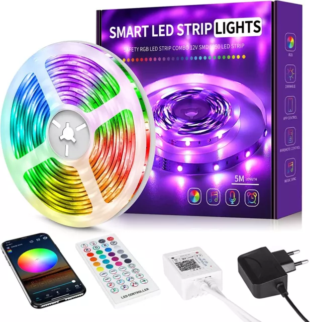 Ruban LED 5M, LED chambre RGB Lumineuse Flexible, Bande LED Lumière LED  multicolore avec Télécommande pour