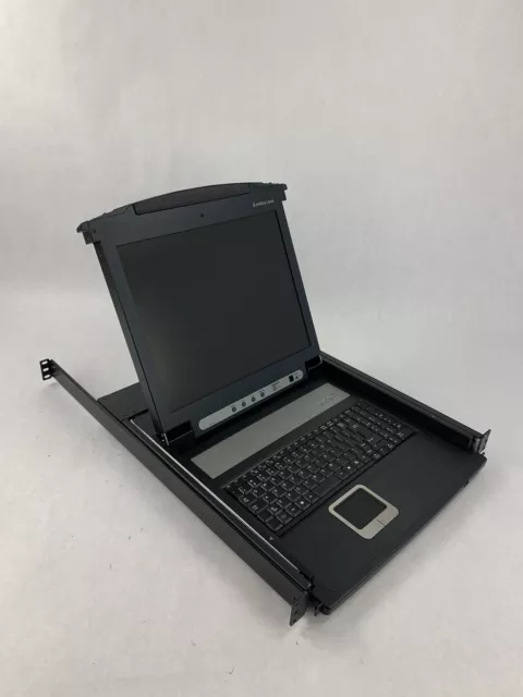 IOGEAR GCL-1800 17" LCD CONSOLE RACKMOUNT WITH KEYBOARD TESTED w/ sliding rack