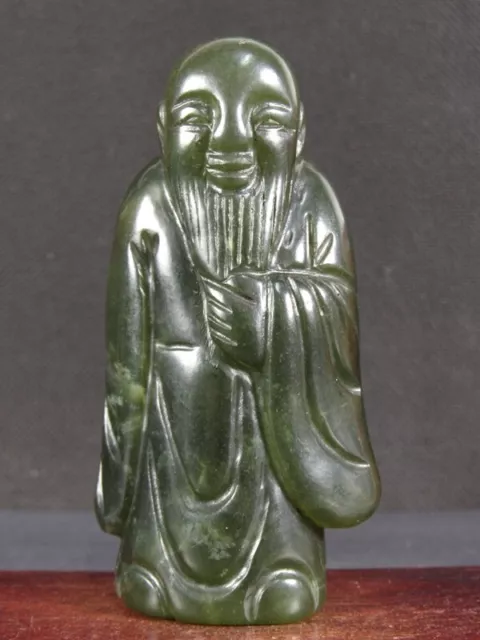 Chinese Elder Gourd Carved Natural Green Jade Snuff Bottle