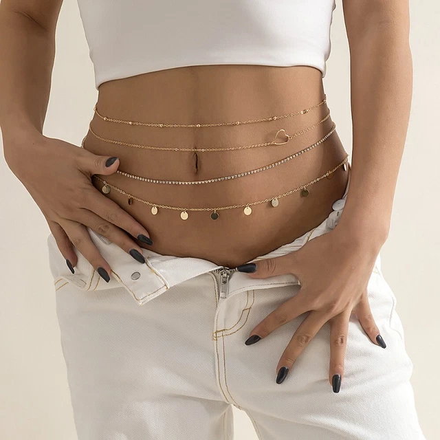 Metal Chain Belt Tassel Sequin Waistband Waist Band Slimming Cummerbands