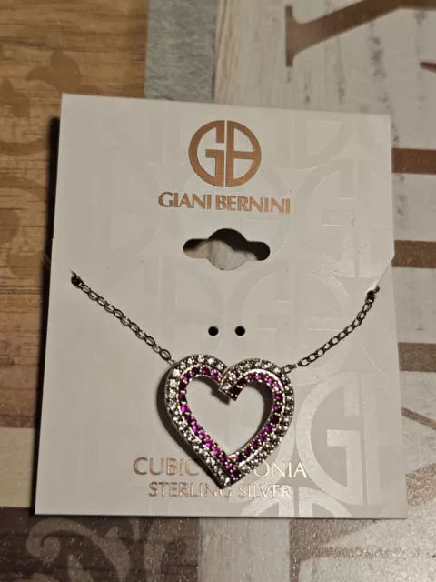 Giani Bernini Sterling Silver 925 CZ Heart Pendant Necklace