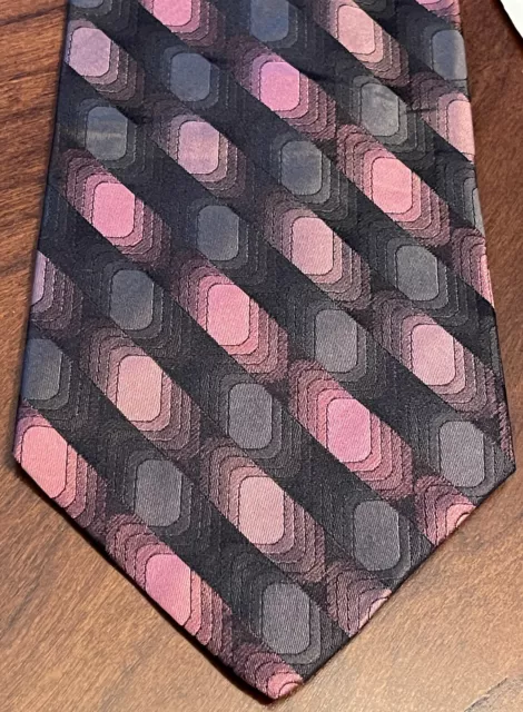 Murano Black Pink 100% Silk Men’s Made Tie Made In Usa