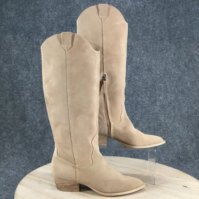 Dolce Vita Boots Womens 9 Knee High Tall Riding Heels Casual Beige Half Zipper