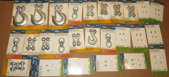 Mixed Lot of 26 Blue Hawk Repair Link Grab Hook Ferule Double Clevis Hook New