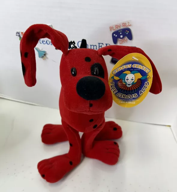 Excalibur Casino Las Vegas Stuffed Plush Red Spotted Dog 10" Circus Circus Tag