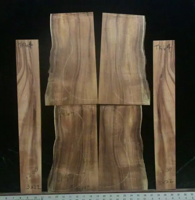 Luthiers Curly Koa wood top back and side set...6pc Tenor size TK64