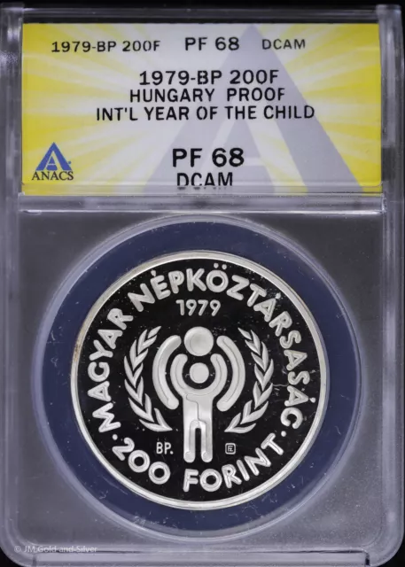 1979 BP Hungary Proof Silver 200 Forint ANACS PF 68 DCAM | Int'l Yr of the Child