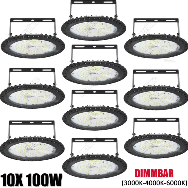 10x 100W 10000LM UFO LED Hallenbeleuchtung Industrielampe Dimmbar High bay Lampe