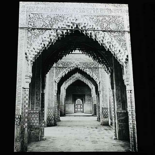 Vtg Magic Lantern Glass Slide Photo Hall Of Justice Alhambra Spain