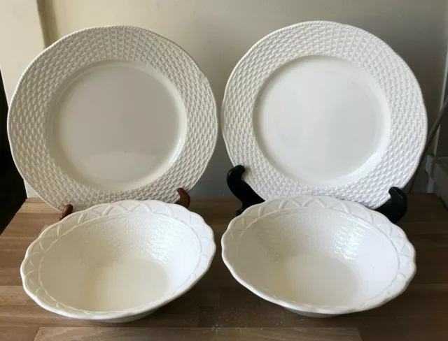 Lovely Group of 4 Large Serving Pieces Mikasa Country Manor White