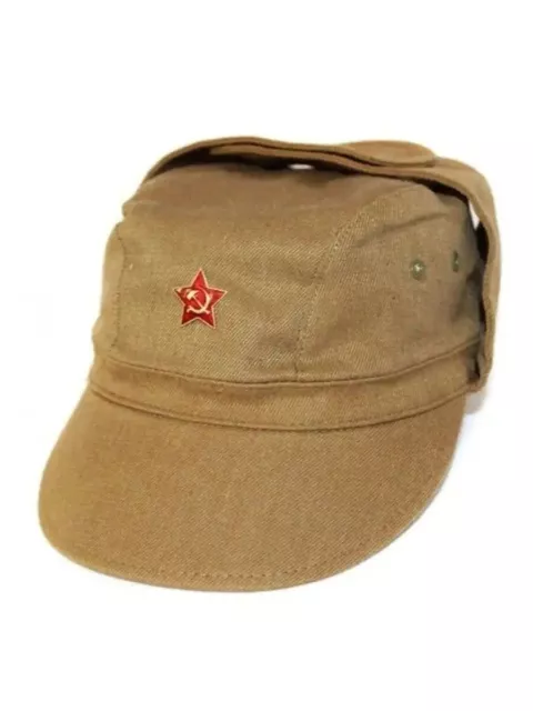 Russian Army Afghanka Cap Military Soldier Soviet USSR Uniform Khaki + Red Star