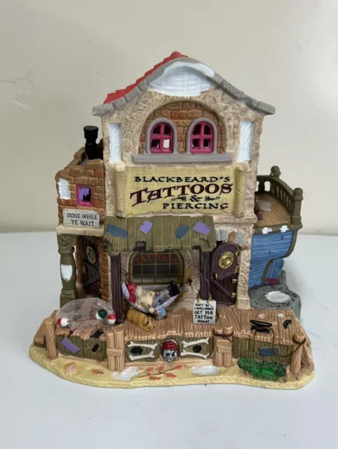 Lemax BLACKBEARD'S TATTOOS Spooky Town Pirates Lighted Halloween Village Retired