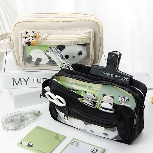 Multi Layers Transparent Pencil Bag Zipper Stationery Holder Bag  Student