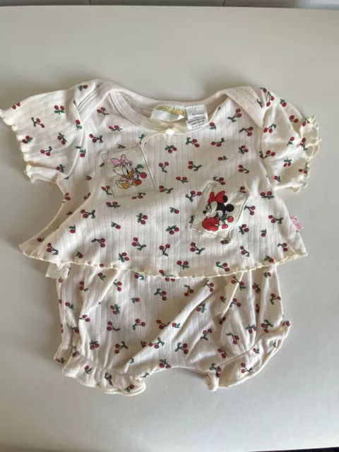 Abito estivo vintage Disney Babies anni '90 pantaloncini frilly top ciliegie tutto
