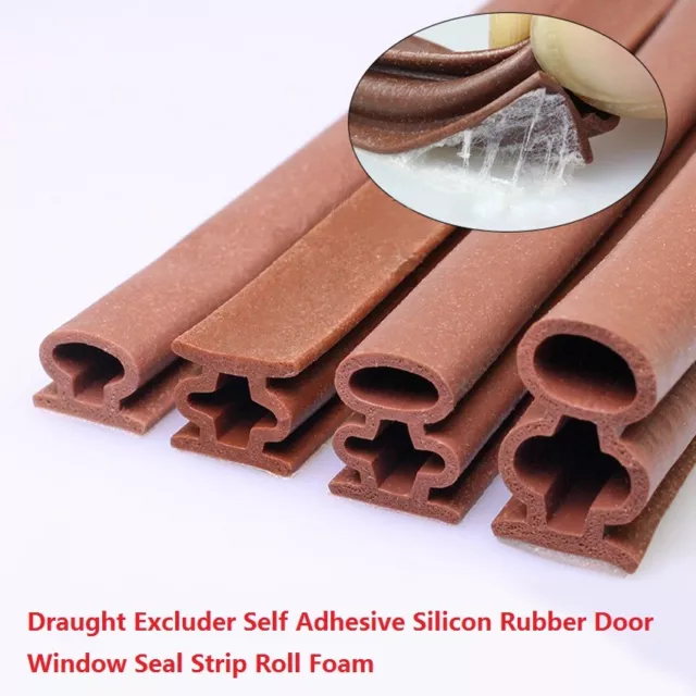 Draught Excluder Self Adhesive Silicon Rubber Door Window Seal Strip Roll Foam