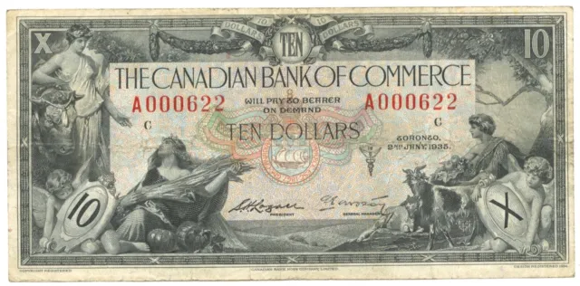 1935 Canadian Bank of Commerce $10 - CH 75-18-08a. Arscott Type 2 - Low Number!