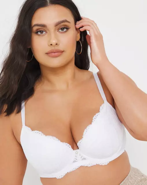 ANN SUMMERS SEXY Lace Padded Plunge Push Up Cleavage Bra White New