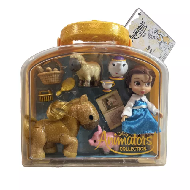 Disney Animators' Collection Mini Doll 5" Belle Play Set Carry Case NEW