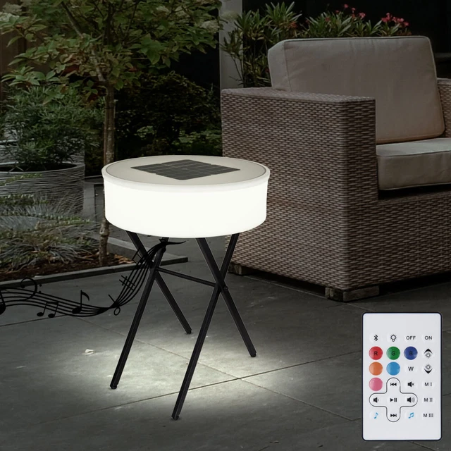 Lampadaire Solaire Bluetooth - LED RGB 200 Lumens - Haut-parleur Intégré - IP44 - Télécommande