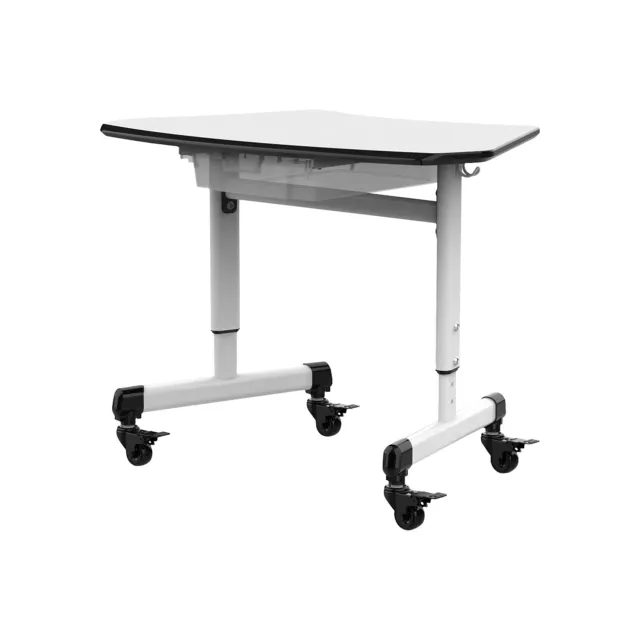 Luxor 29"W Height-Adjustable Trapezoid Student Desk with Drawer White/Black