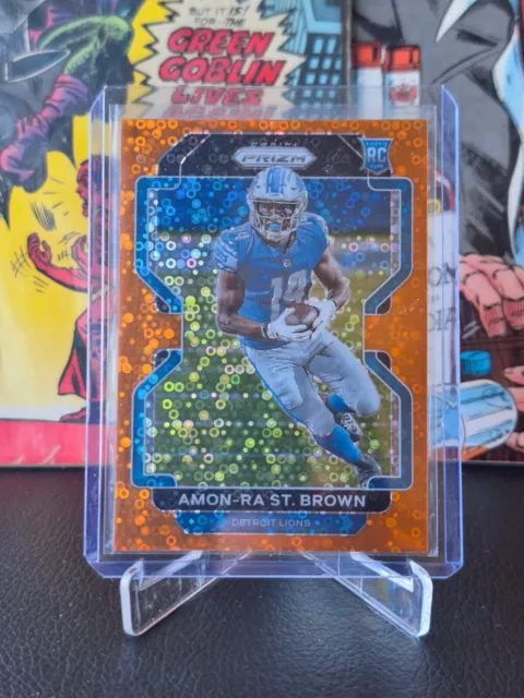 2021 Amon-Ra St. Brown Rookie Card Orange Disco Prizm Detroit Lions RC