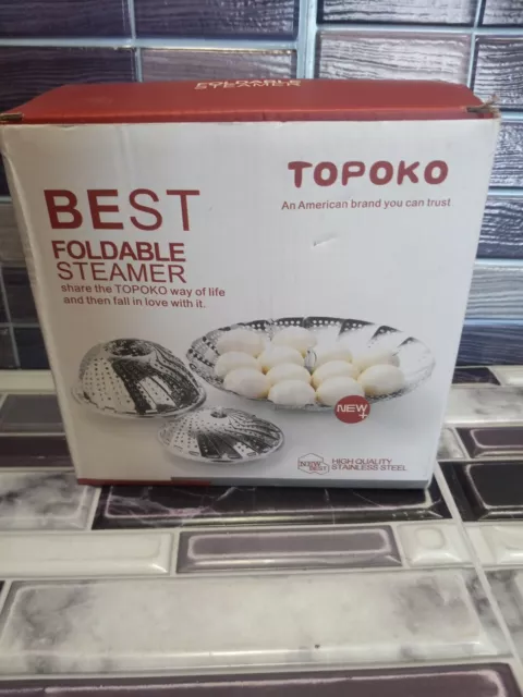 TOPOKO Vegetable Steamer Basket, Fits Instant Pot Pressure Cooker 5/6 qt and 8 qt, 18/8 Stainless Steel, Folding Steamer Insert for Veggie Fish