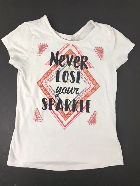 Belle Du Jour Girls Never Lose Your Sparkle Tee T-Shirt Top Size Small S White