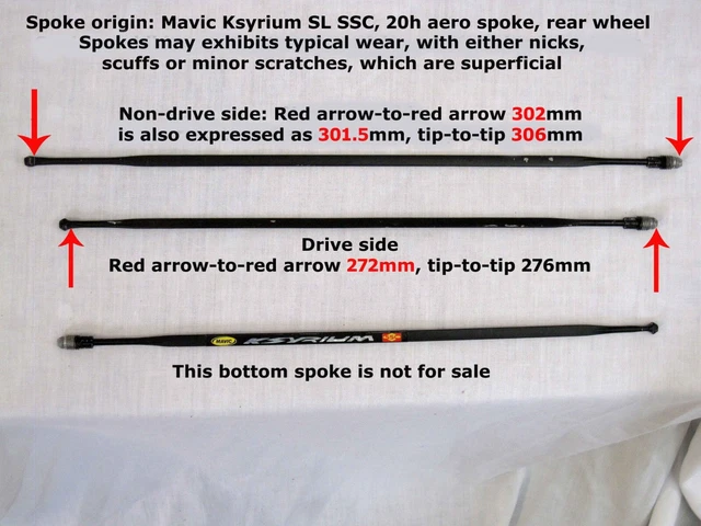 Mavic Ksyrium SL SSC REAR wheel spokes, 302mm non-drive aero bladed ONLY Mavic Ksyrium SL SSC REAR wheel spokes, 302mm non-drive aero bladed ONLY