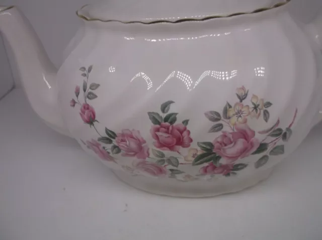 Arthur Wood & Son Staffordshire England Pink Roses & Gold Trim Teapot 6305 4 Cup 2