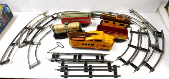 Marx O-27 Gauge Tin Litho Union Pacific M10O05 Wind-Up 5 Pieces, Engine, Works